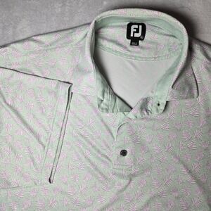 Footjoy Polo Golf Shirt Mens XL Shadow Palm Print‎  Performance Casual Stretch